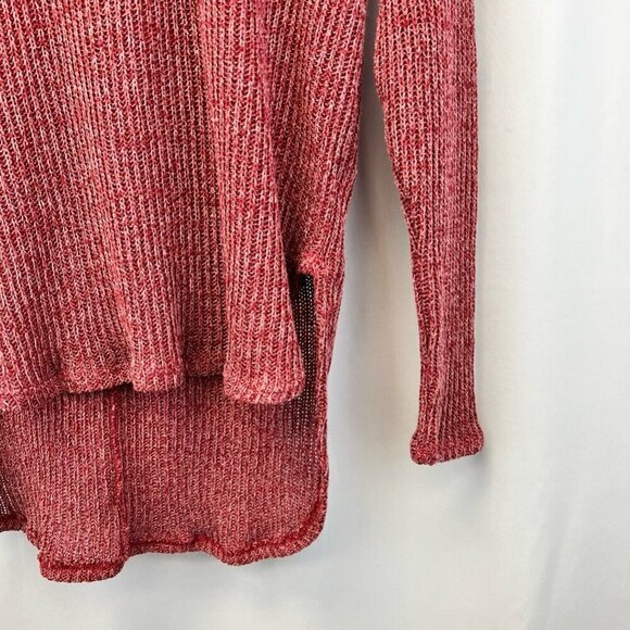 Sadie & Sage Womens Sweater Red Marled Long Sleeve Hi Low V Neck Hooded S - Picture 7 of 10